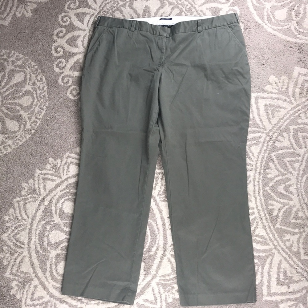 Lands End 22W green mid rise straight leg pants